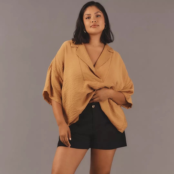 Anthropologie Dylon Short-Sleeve Wide Placket Top - Picture 1 of 5